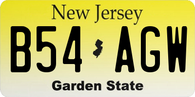 NJ license plate B54AGW