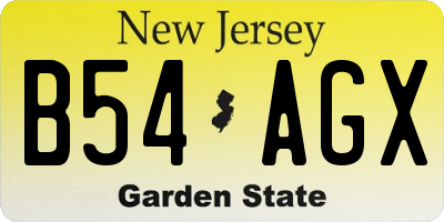 NJ license plate B54AGX