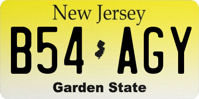 NJ license plate B54AGY