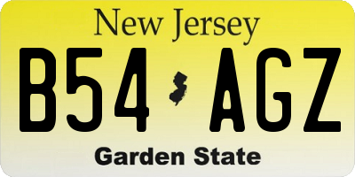 NJ license plate B54AGZ