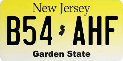 NJ license plate B54AHF