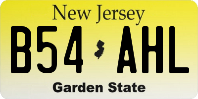 NJ license plate B54AHL