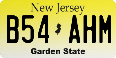 NJ license plate B54AHM