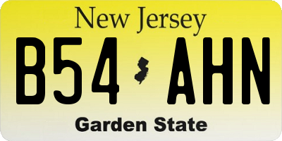 NJ license plate B54AHN