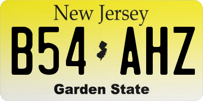 NJ license plate B54AHZ