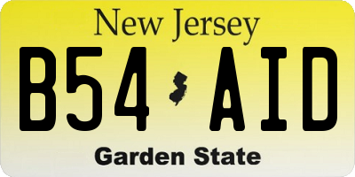 NJ license plate B54AID