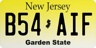 NJ license plate B54AIF