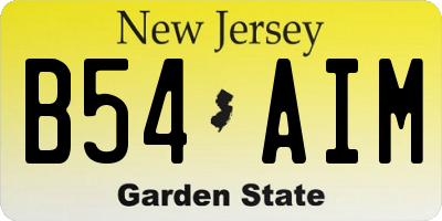 NJ license plate B54AIM
