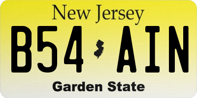 NJ license plate B54AIN