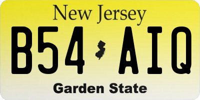 NJ license plate B54AIQ