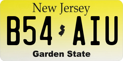 NJ license plate B54AIU