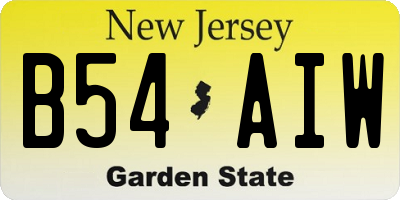 NJ license plate B54AIW