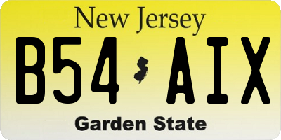 NJ license plate B54AIX
