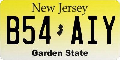 NJ license plate B54AIY
