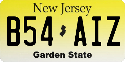 NJ license plate B54AIZ