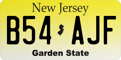 NJ license plate B54AJF