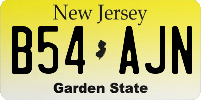 NJ license plate B54AJN