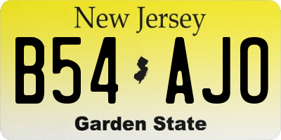 NJ license plate B54AJO