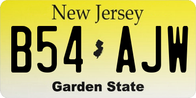 NJ license plate B54AJW