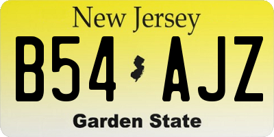 NJ license plate B54AJZ
