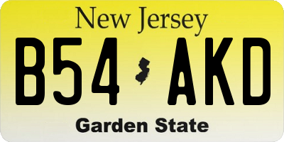 NJ license plate B54AKD