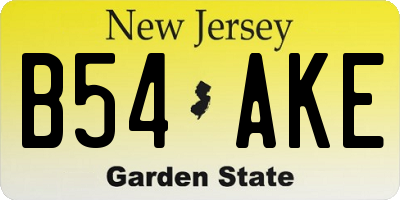 NJ license plate B54AKE