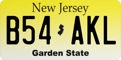 NJ license plate B54AKL