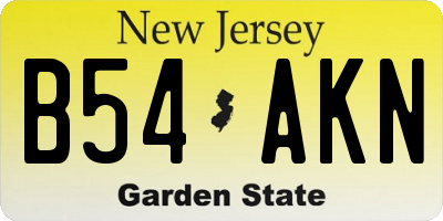 NJ license plate B54AKN