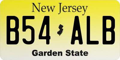 NJ license plate B54ALB