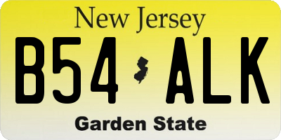 NJ license plate B54ALK