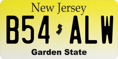 NJ license plate B54ALW