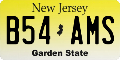 NJ license plate B54AMS