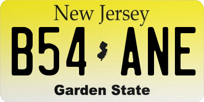 NJ license plate B54ANE