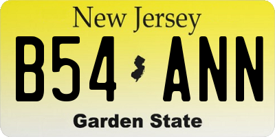 NJ license plate B54ANN