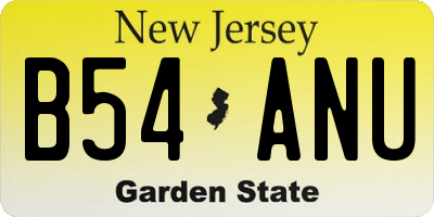 NJ license plate B54ANU