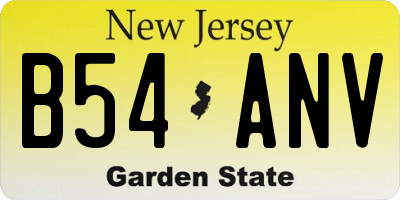 NJ license plate B54ANV