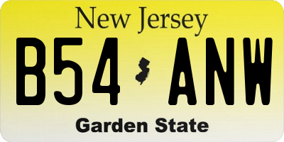 NJ license plate B54ANW