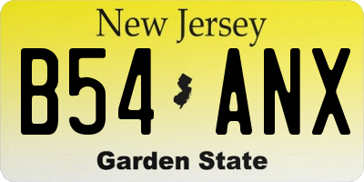 NJ license plate B54ANX
