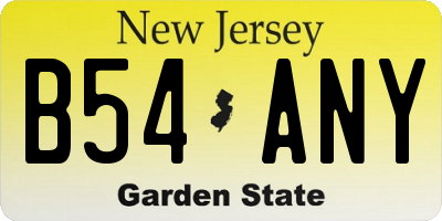 NJ license plate B54ANY