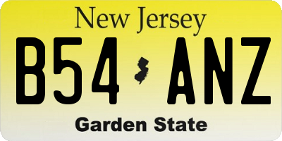 NJ license plate B54ANZ