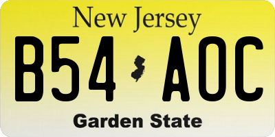 NJ license plate B54AOC