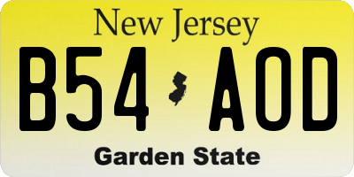NJ license plate B54AOD