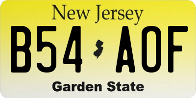 NJ license plate B54AOF