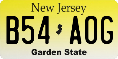 NJ license plate B54AOG