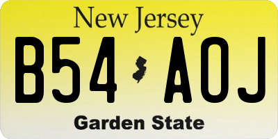 NJ license plate B54AOJ
