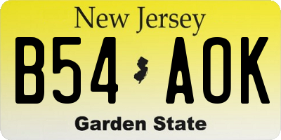 NJ license plate B54AOK