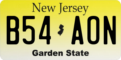 NJ license plate B54AON