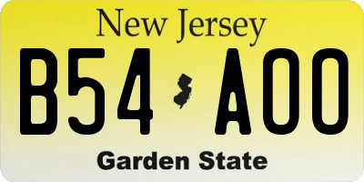 NJ license plate B54AOO