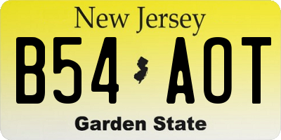 NJ license plate B54AOT