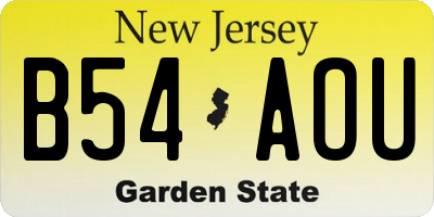 NJ license plate B54AOU
